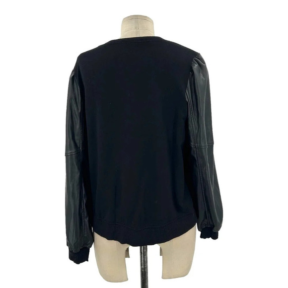 Generation Love Finley Faux Leather Sleeve Sweatshirt‎ Black Size XS - Picture 6 of 9